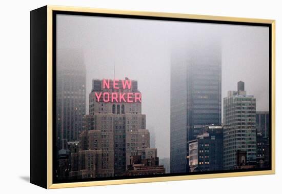 New Yorker Building in Fog NYC-null-Framed Stretched Canvas