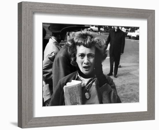 New Yorker Reacting in Shock to News of Assassination of President John F. Kennedy-Stan Wayman-Framed Photographic Print
