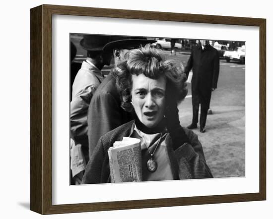 New Yorker Reacting in Shock to News of Assassination of President John F. Kennedy-Stan Wayman-Framed Photographic Print