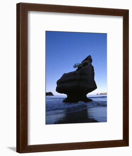 New Zealand, Coromandel Peninsula, Cathedral Cove, Tuff Stone Rock in the Sea-Thonig-Framed Photographic Print