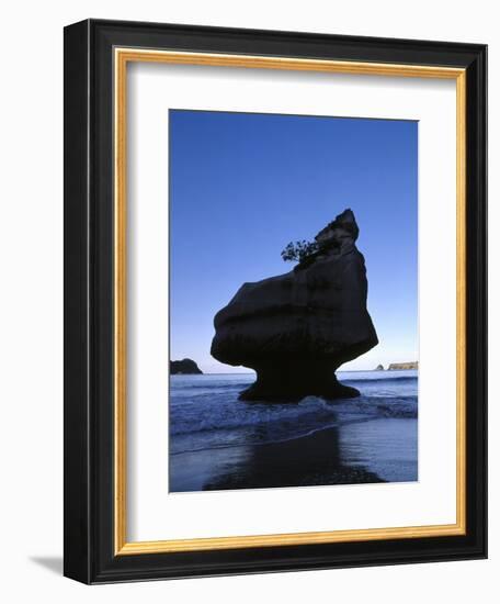 New Zealand, Coromandel Peninsula, Cathedral Cove, Tuff Stone Rock in the Sea-Thonig-Framed Photographic Print