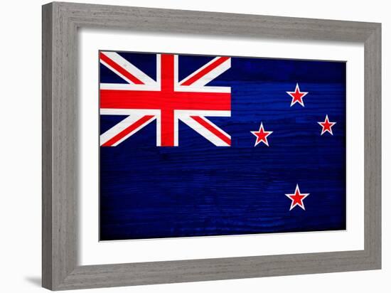 New Zealand Flag Design with Wood Patterning - Flags of the World Series-Philippe Hugonnard-Framed Art Print