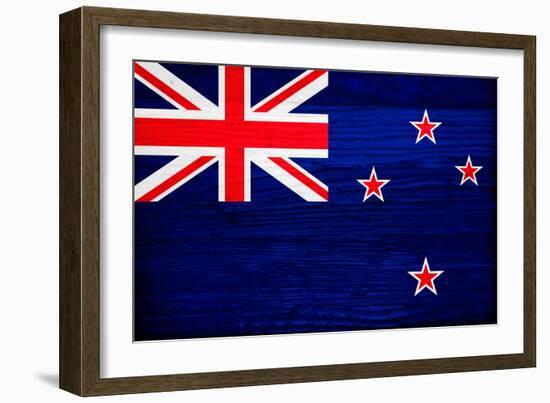 New Zealand Flag Design with Wood Patterning - Flags of the World Series-Philippe Hugonnard-Framed Art Print