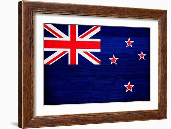 New Zealand Flag Design with Wood Patterning - Flags of the World Series-Philippe Hugonnard-Framed Art Print