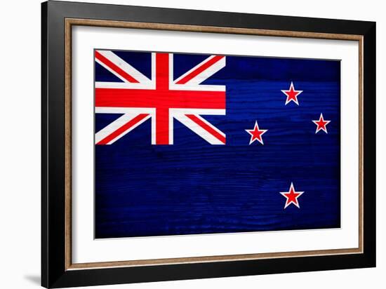 New Zealand Flag Design with Wood Patterning - Flags of the World Series-Philippe Hugonnard-Framed Art Print