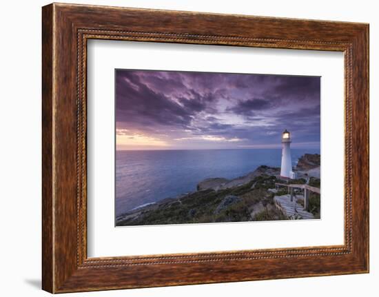 New Zealand, North Island, Castlepoint. Castlepoint Lighthouse-Walter Bibikow-Framed Photographic Print