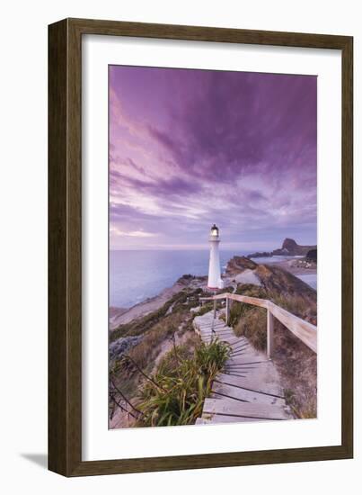 New Zealand, North Island, Castlepoint. Castlepoint Lighthouse-Walter Bibikow-Framed Photographic Print