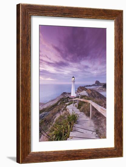 New Zealand, North Island, Castlepoint. Castlepoint Lighthouse-Walter Bibikow-Framed Photographic Print