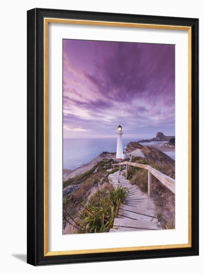 New Zealand, North Island, Castlepoint. Castlepoint Lighthouse-Walter Bibikow-Framed Photographic Print