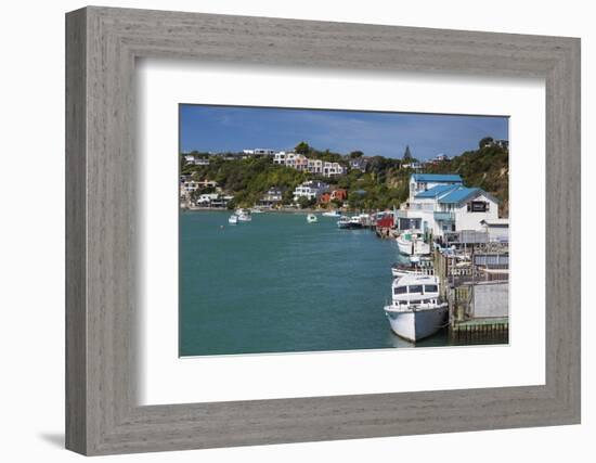 New Zealand, North Island, Paremata. Houses along Porirua Harbor-Walter Bibikow-Framed Photographic Print