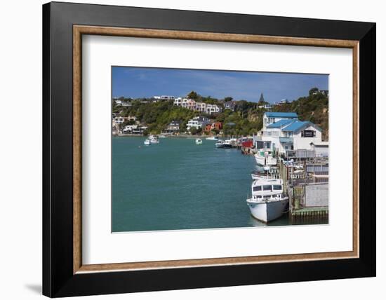 New Zealand, North Island, Paremata. Houses along Porirua Harbor-Walter Bibikow-Framed Photographic Print