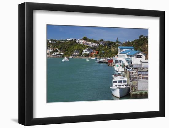 New Zealand, North Island, Paremata. Houses along Porirua Harbor-Walter Bibikow-Framed Photographic Print