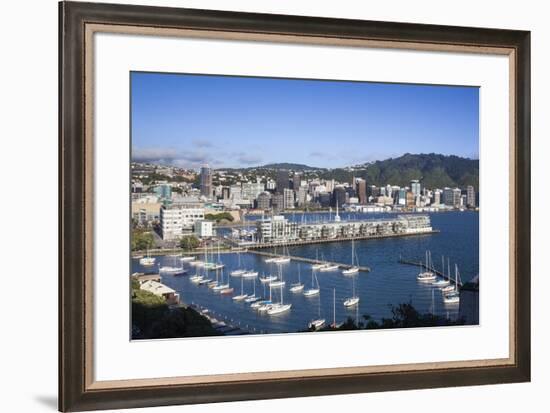 New Zealand, North Island, Wellington, elevated city skyline from Mt. Victoria, dawn-Walter Bibikw-Framed Photographic Print