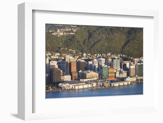 New Zealand, North Island, Wellington. Elevated city skyline from Mt. Victoria-Walter Bibikow-Framed Photographic Print