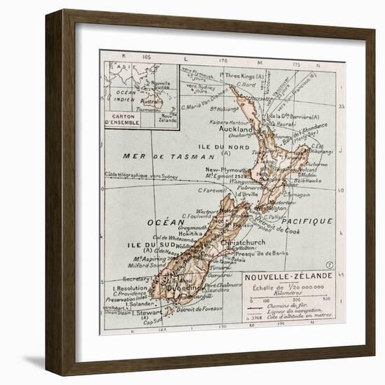 New Zealand Old Map-marzolino-Framed Art Print