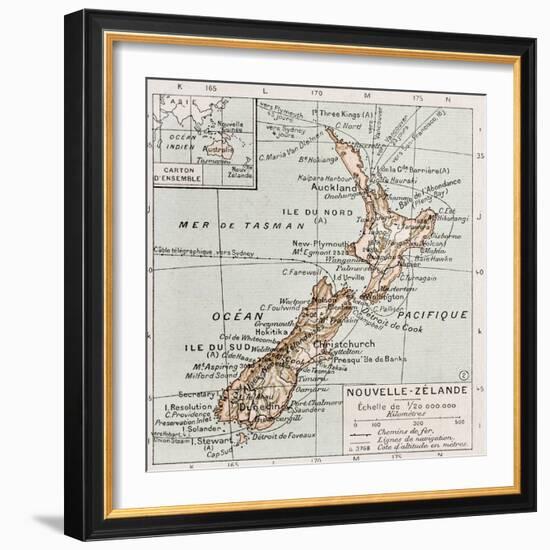 New Zealand Old Map-marzolino-Framed Art Print