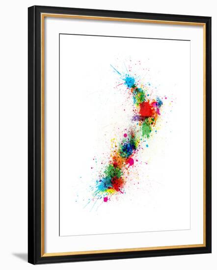 New Zealand Paint Splashes Map-Michael Tompsett-Framed Art Print