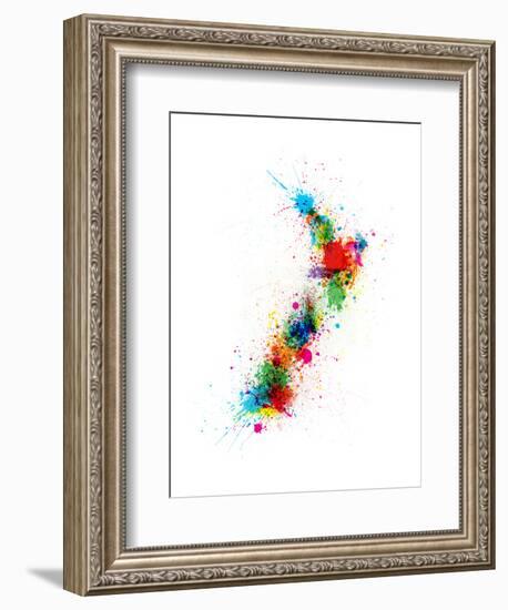 New Zealand Paint Splashes Map-Michael Tompsett-Framed Art Print