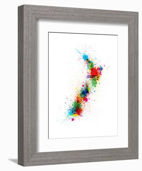 New Zealand Paint Splashes Map-Michael Tompsett-Framed Art Print