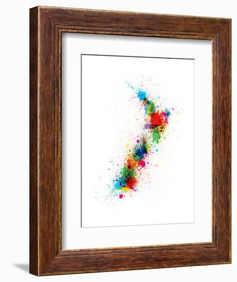 New Zealand Paint Splashes Map-Michael Tompsett-Framed Art Print