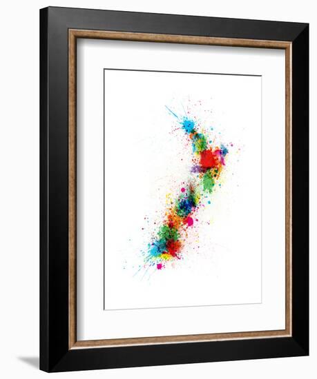 New Zealand Paint Splashes Map-Michael Tompsett-Framed Art Print