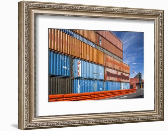 New Zealand, South Island, Christchurch, cargo container buildings-Walter Bibikow-Framed Photographic Print