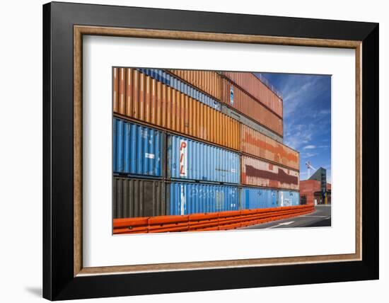 New Zealand, South Island, Christchurch, cargo container buildings-Walter Bibikow-Framed Photographic Print