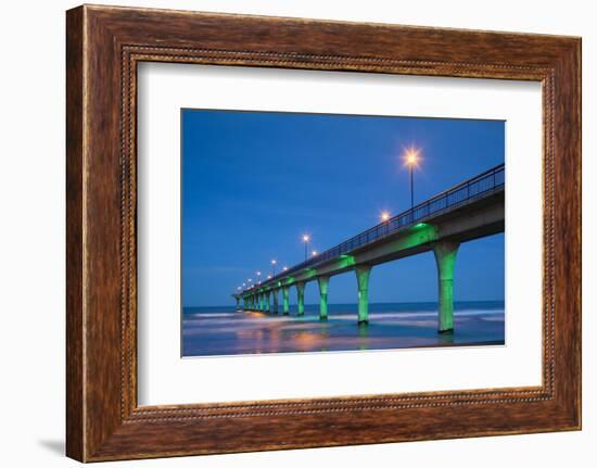 New Zealand, South Island, Christchurch-New Brighton, Christchurch Pier, dusk-Walter Bibikow-Framed Photographic Print