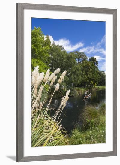 New Zealand, South Island, Christchurch, punting on the Avon River-Walter Bibikow-Framed Premium Photographic Print