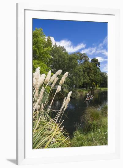 New Zealand, South Island, Christchurch, punting on the Avon River-Walter Bibikow-Framed Premium Photographic Print