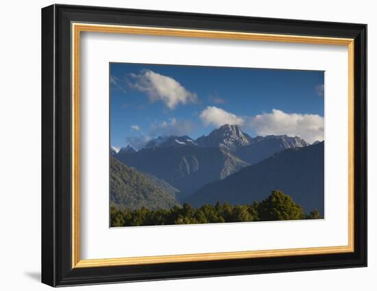 New Zealand, South Island, Fox Glacier Village, view of Mt. Tasman and Mt. Cook-Walter Bibikow-Framed Photographic Print