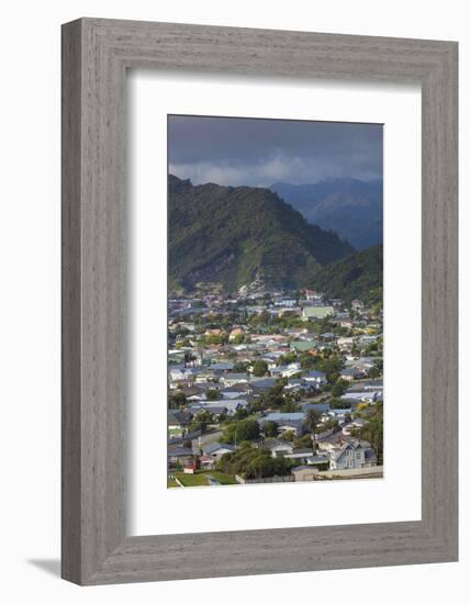 New Zealand, South Island, Greymouth, elevated town view-Walter Bibikow-Framed Photographic Print