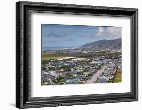 New Zealand, South Island, Greymouth, elevated town view-Walter Bibikow-Framed Photographic Print