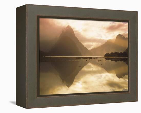 New Zealand, South Island, Milford Sound, Mitre Peak at Sunset-Dominic Webster-Framed Premier Image Canvas