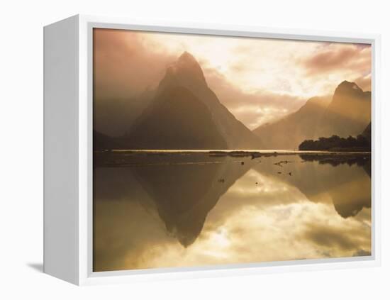 New Zealand, South Island, Milford Sound, Mitre Peak at Sunset-Dominic Webster-Framed Premier Image Canvas