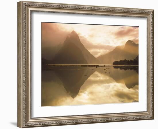 New Zealand, South Island, Milford Sound, Mitre Peak at Sunset-Dominic Webster-Framed Photographic Print