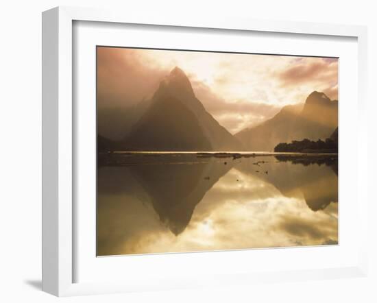 New Zealand, South Island, Milford Sound, Mitre Peak at Sunset-Dominic Webster-Framed Photographic Print