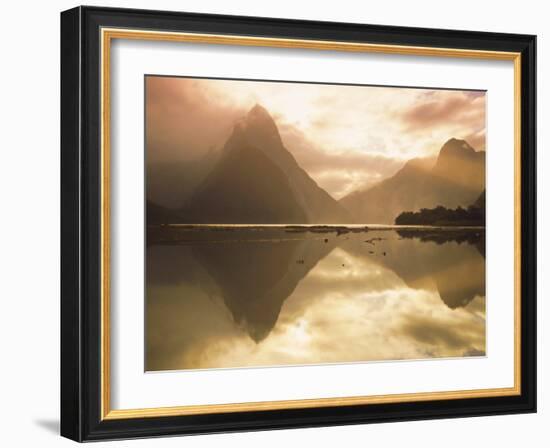 New Zealand, South Island, Milford Sound, Mitre Peak at Sunset-Dominic Webster-Framed Photographic Print