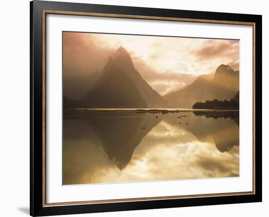 New Zealand, South Island, Milford Sound, Mitre Peak at Sunset-Dominic Webster-Framed Photographic Print