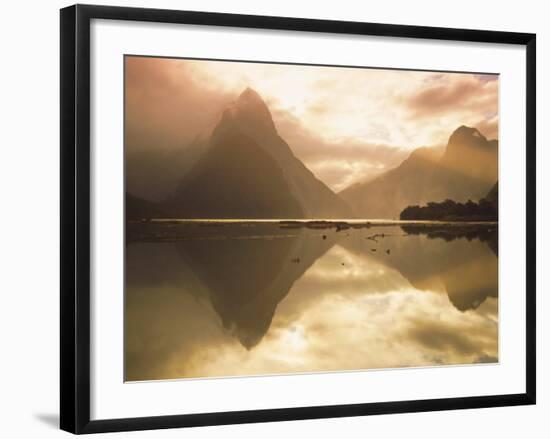 New Zealand, South Island, Milford Sound, Mitre Peak at Sunset-Dominic Webster-Framed Photographic Print