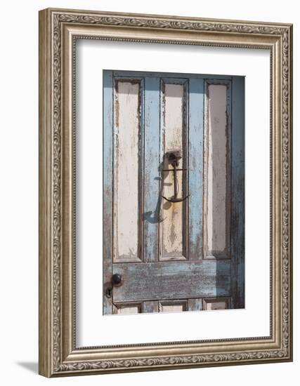 New Zealand, South Island, Otago, Moeraki, door detail with anchor-Walter Bibikow-Framed Photographic Print