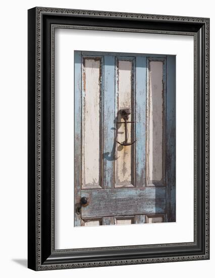 New Zealand, South Island, Otago, Moeraki, door detail with anchor-Walter Bibikow-Framed Photographic Print