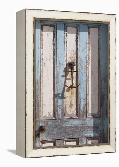 New Zealand, South Island, Otago, Moeraki, door detail with anchor-Walter Bibikow-Framed Premier Image Canvas