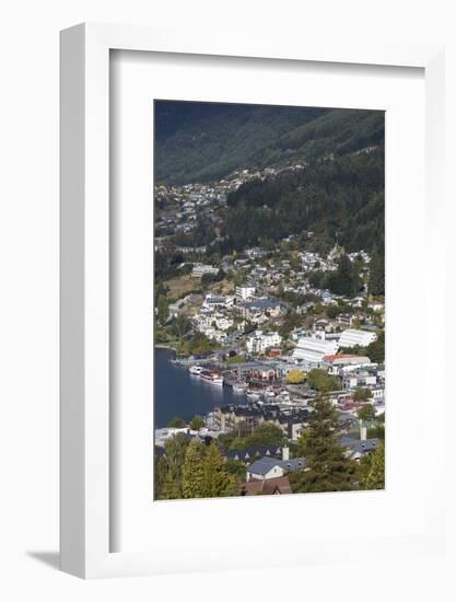 New Zealand, South Island, Otago, Queenstown, elevated town view-Walter Bibikow-Framed Photographic Print