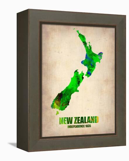 New Zealand Watercolor Map-NaxArt-Framed Stretched Canvas