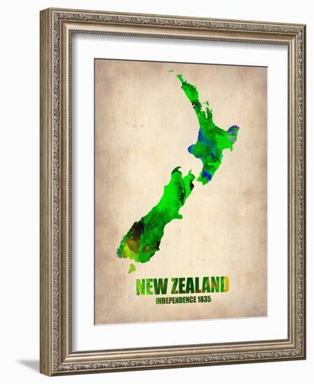 New Zealand Watercolor Map-NaxArt-Framed Art Print