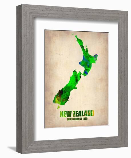 New Zealand Watercolor Map-NaxArt-Framed Premium Giclee Print