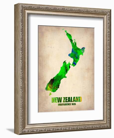 New Zealand Watercolor Map-NaxArt-Framed Art Print