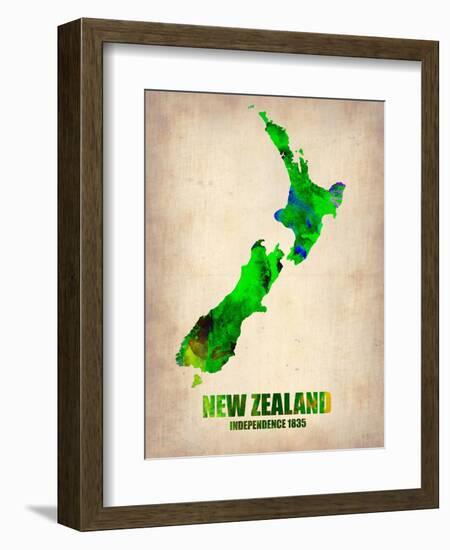 New Zealand Watercolor Map-NaxArt-Framed Art Print