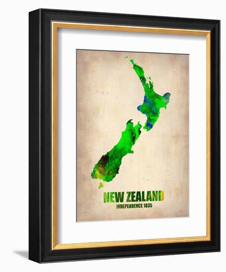 New Zealand Watercolor Map-NaxArt-Framed Art Print